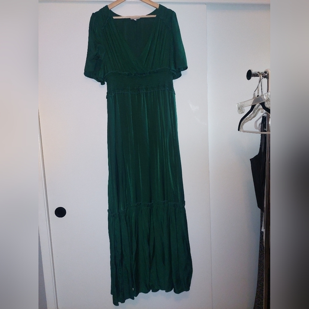 Baltic Born Green Tiered Maxi Dress XL Holiday Wedding Bridesmaid Formal